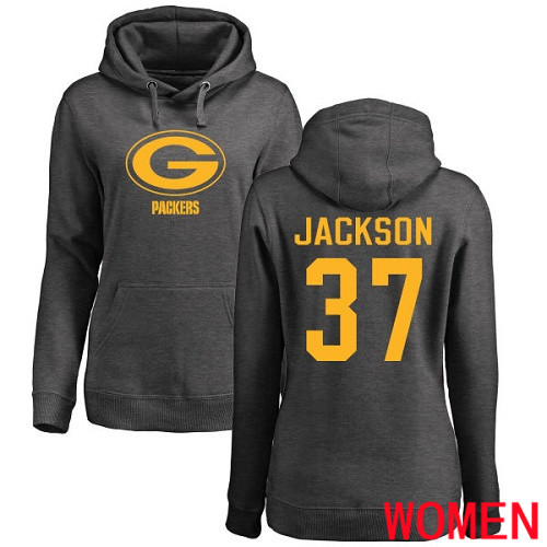Green Bay Packers Ash Women #37 Jackson Josh One Color Nike NFL Pullover Hoodie Sweatshirts->nfl t-shirts->Sports Accessory